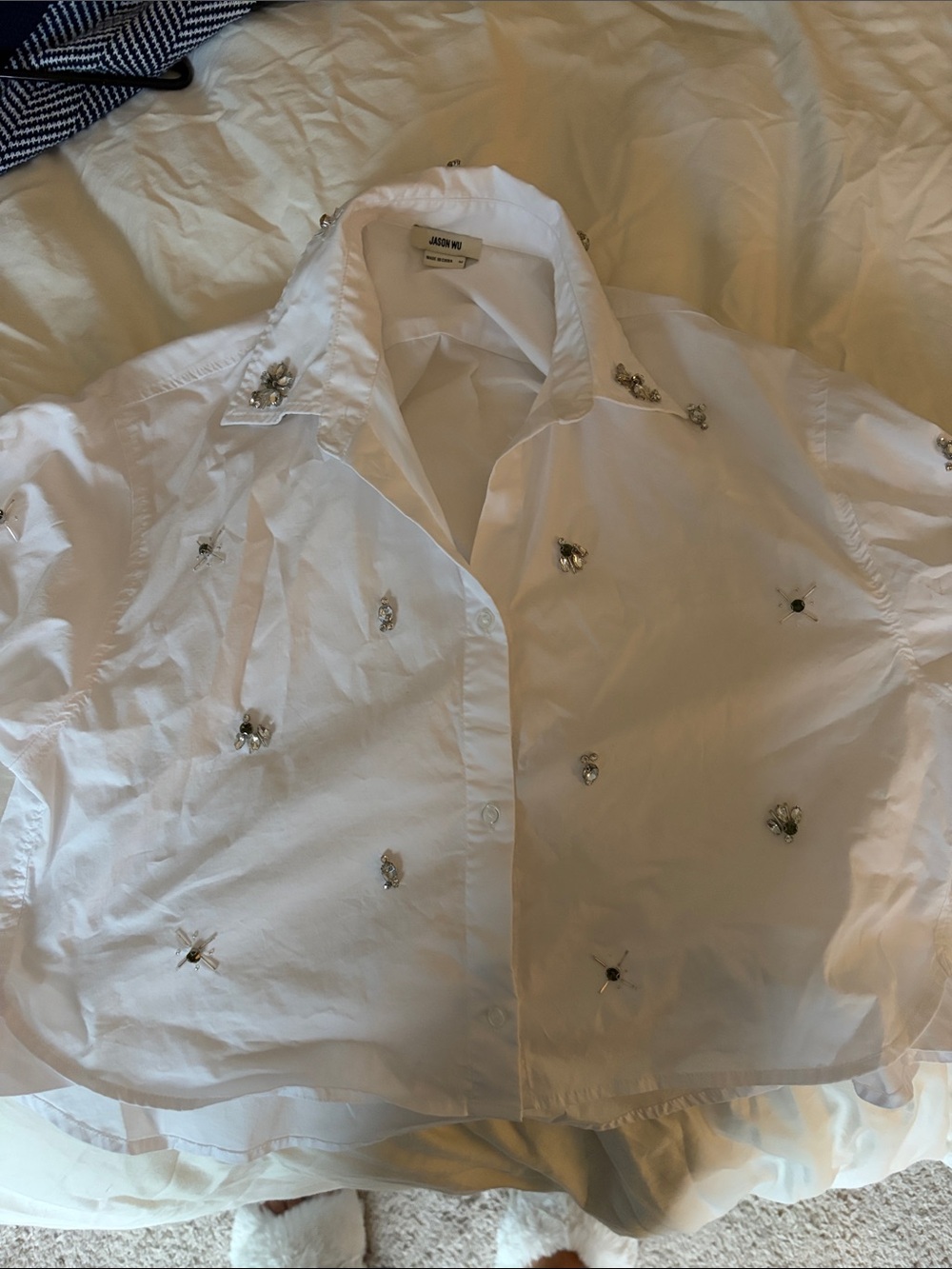 Jason Wu White Embellished Button-Down Shirt